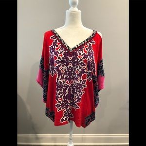 Hale Bob Scarlet and Violet V-Neck Tunic